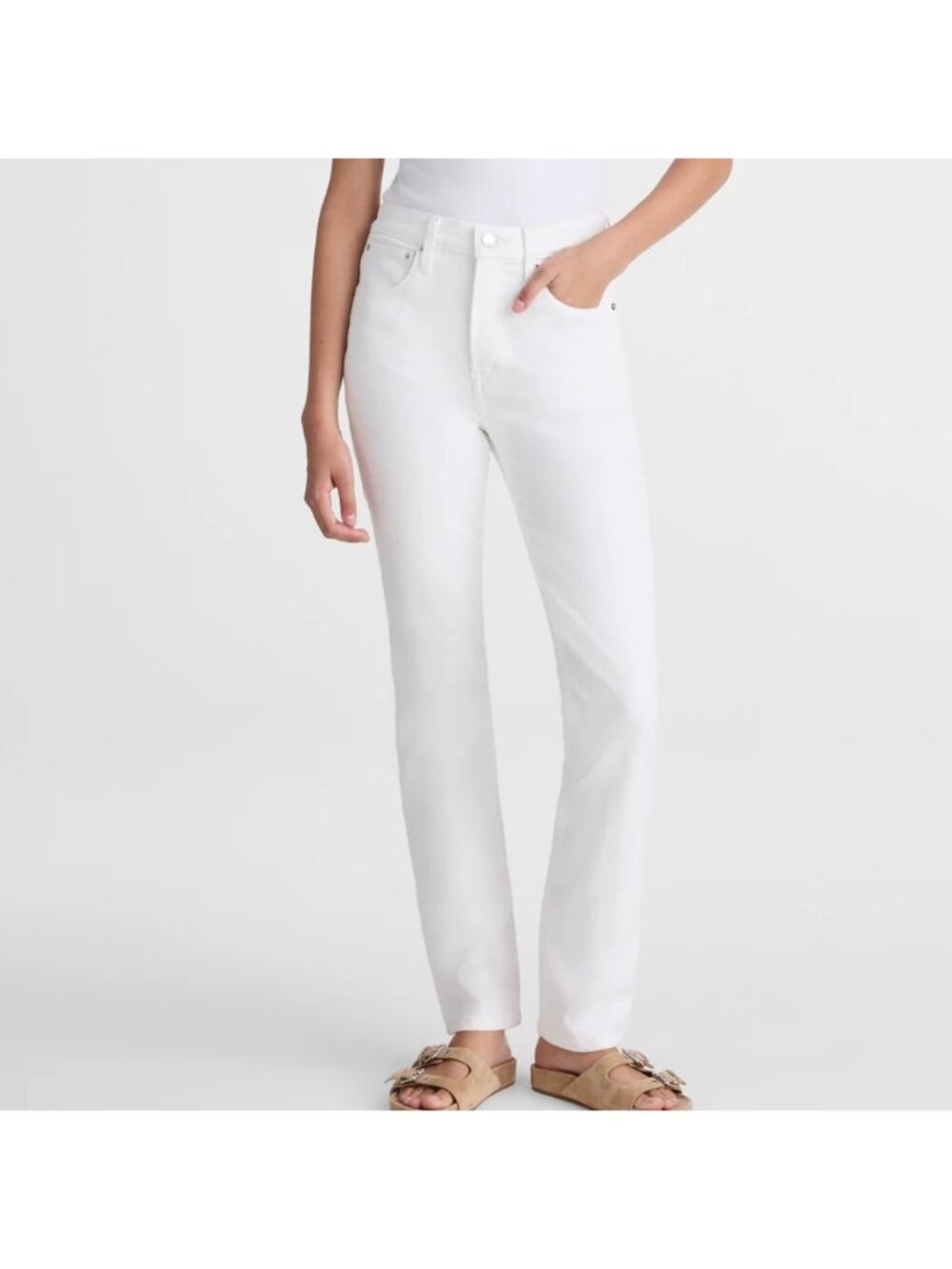 NWT Madewell Short Pencil Jean Sz 28S White Slim High Rise Super Stretch Denim
